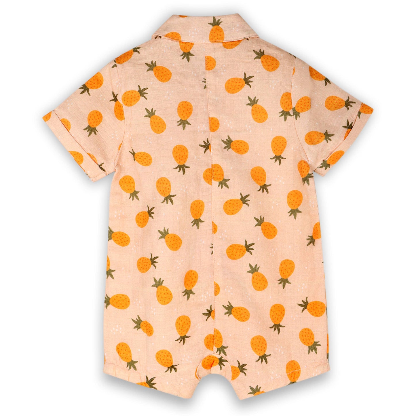 Pineapple Button Baby Short Romper (Organic Muslin)
