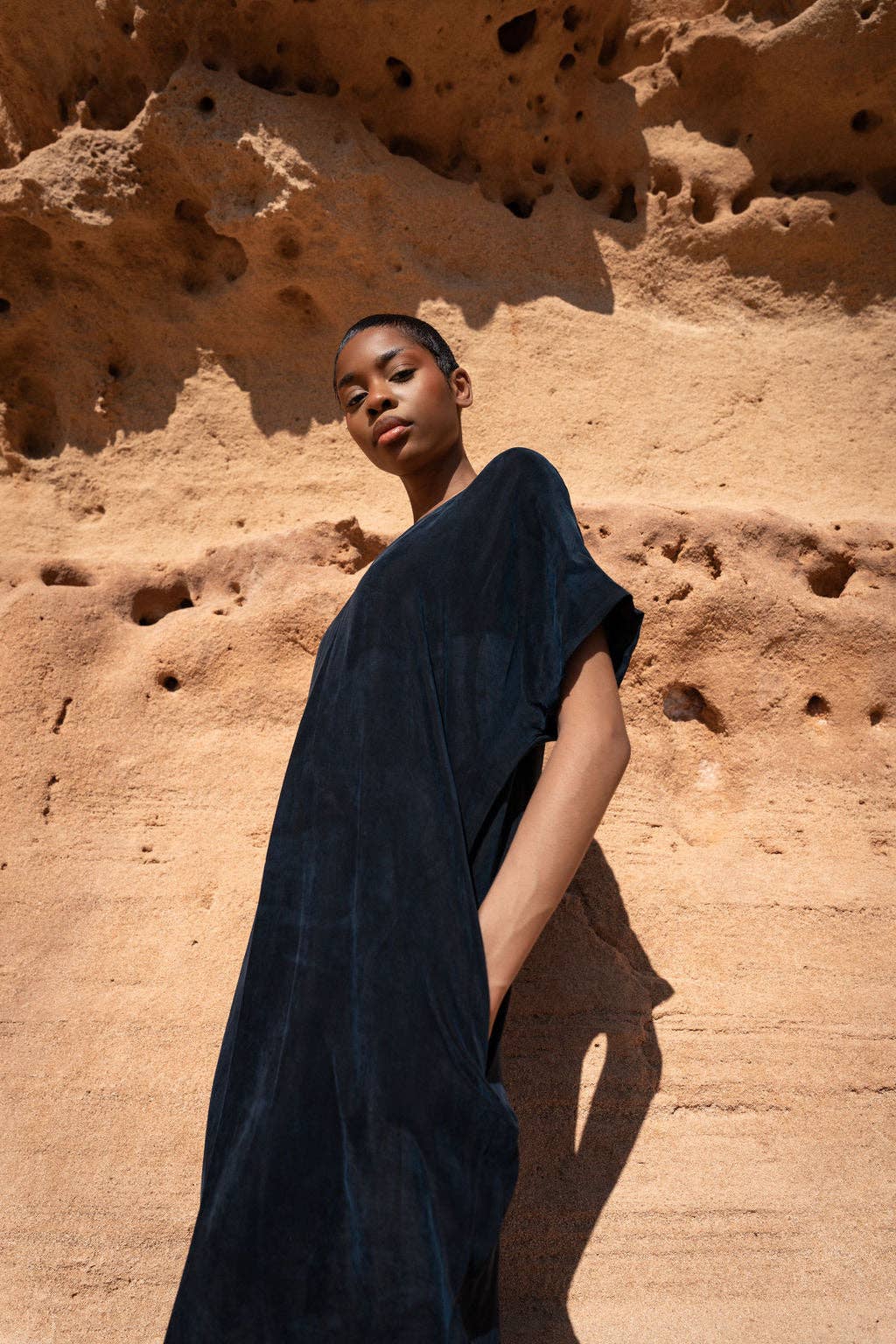 Soiree Silky Cupro Midi Dress - Midnight Blue