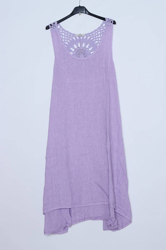 Sleeveless Long Dress in 100% Linen