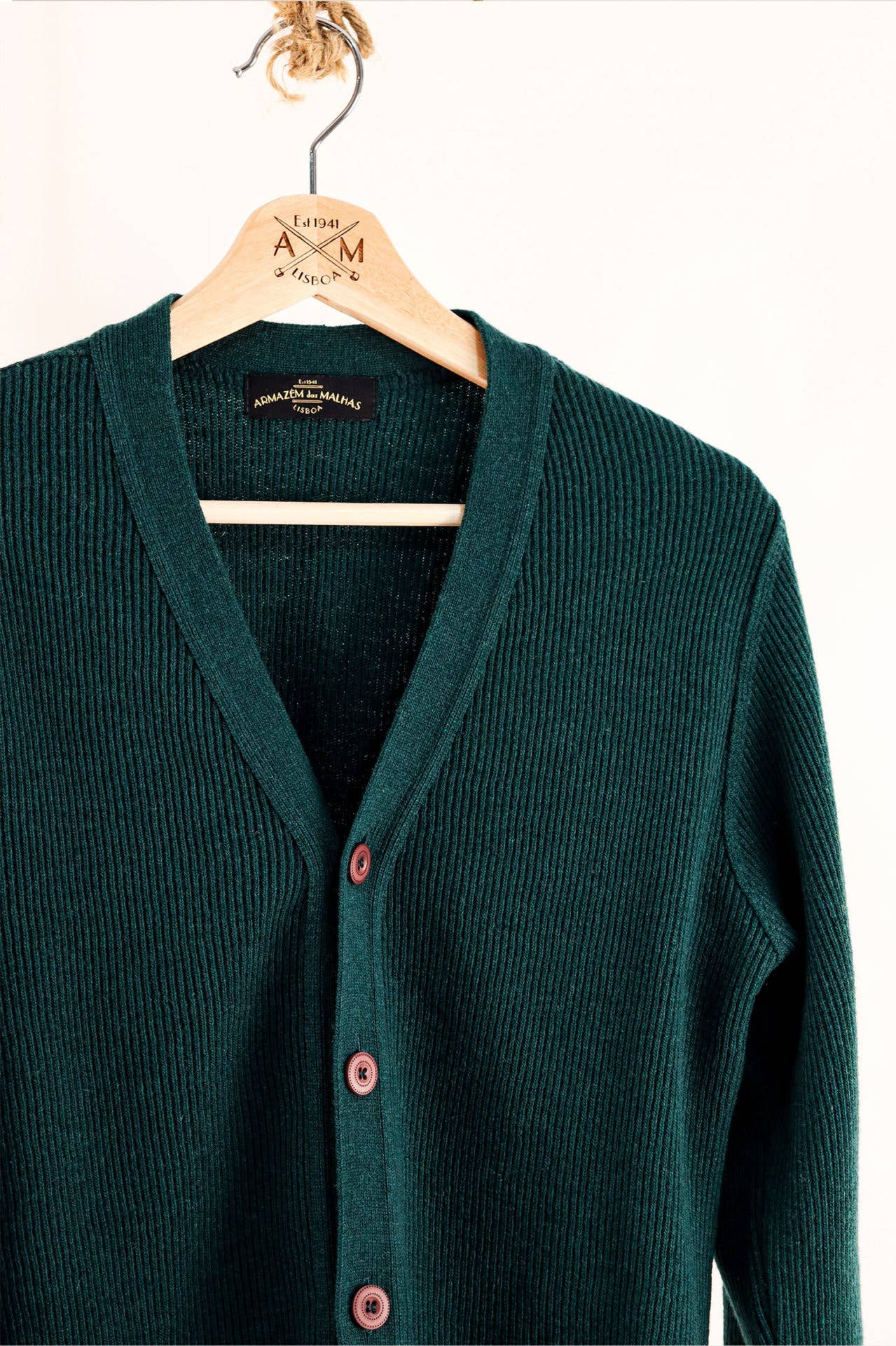 Lambswool Vintage Cardigan - Green