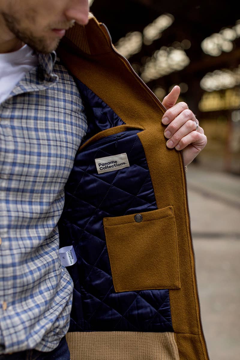 Camel 100% Wool Aviator Jacket