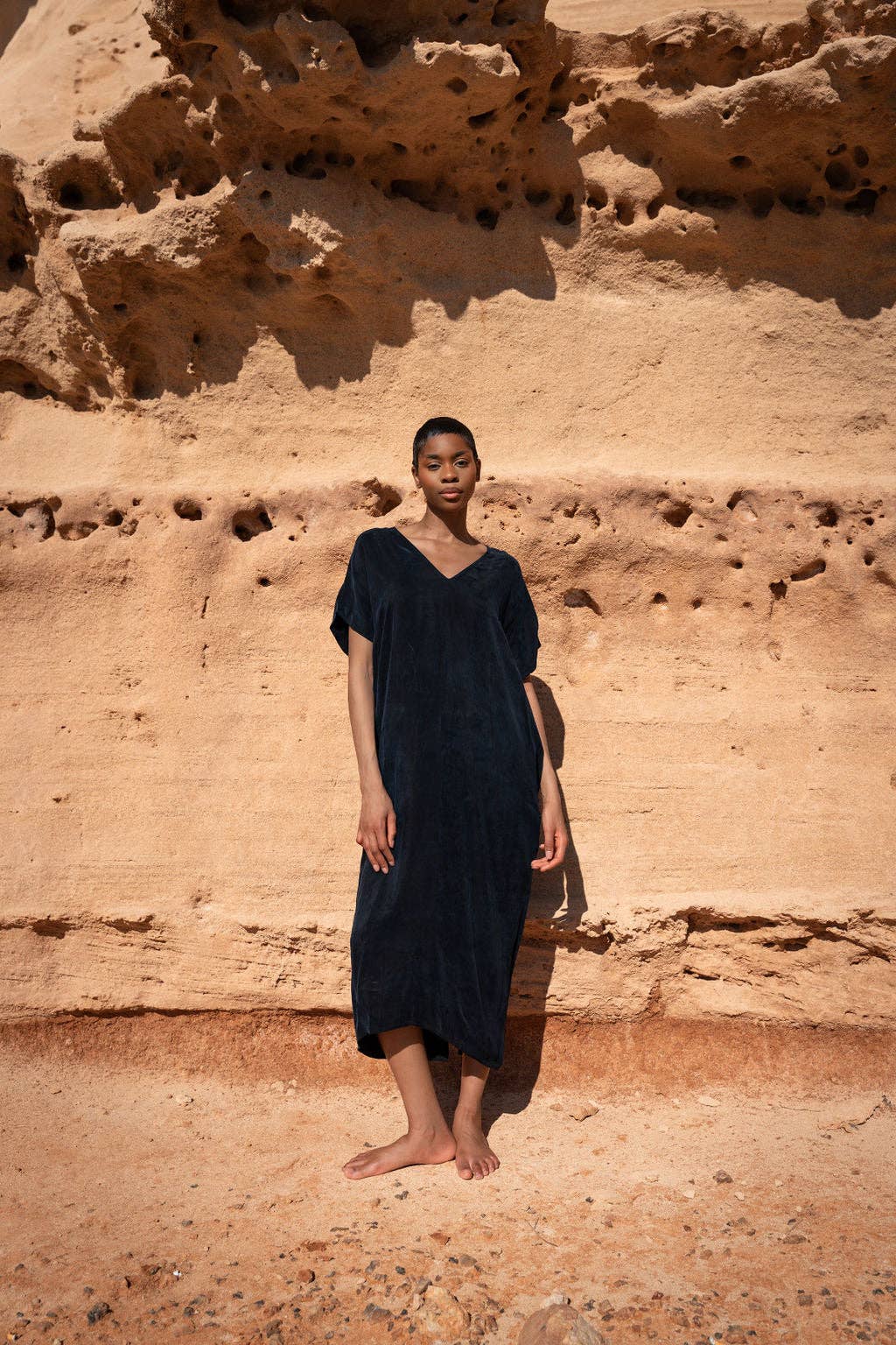 Soiree Silky Cupro Midi Dress - Midnight Blue