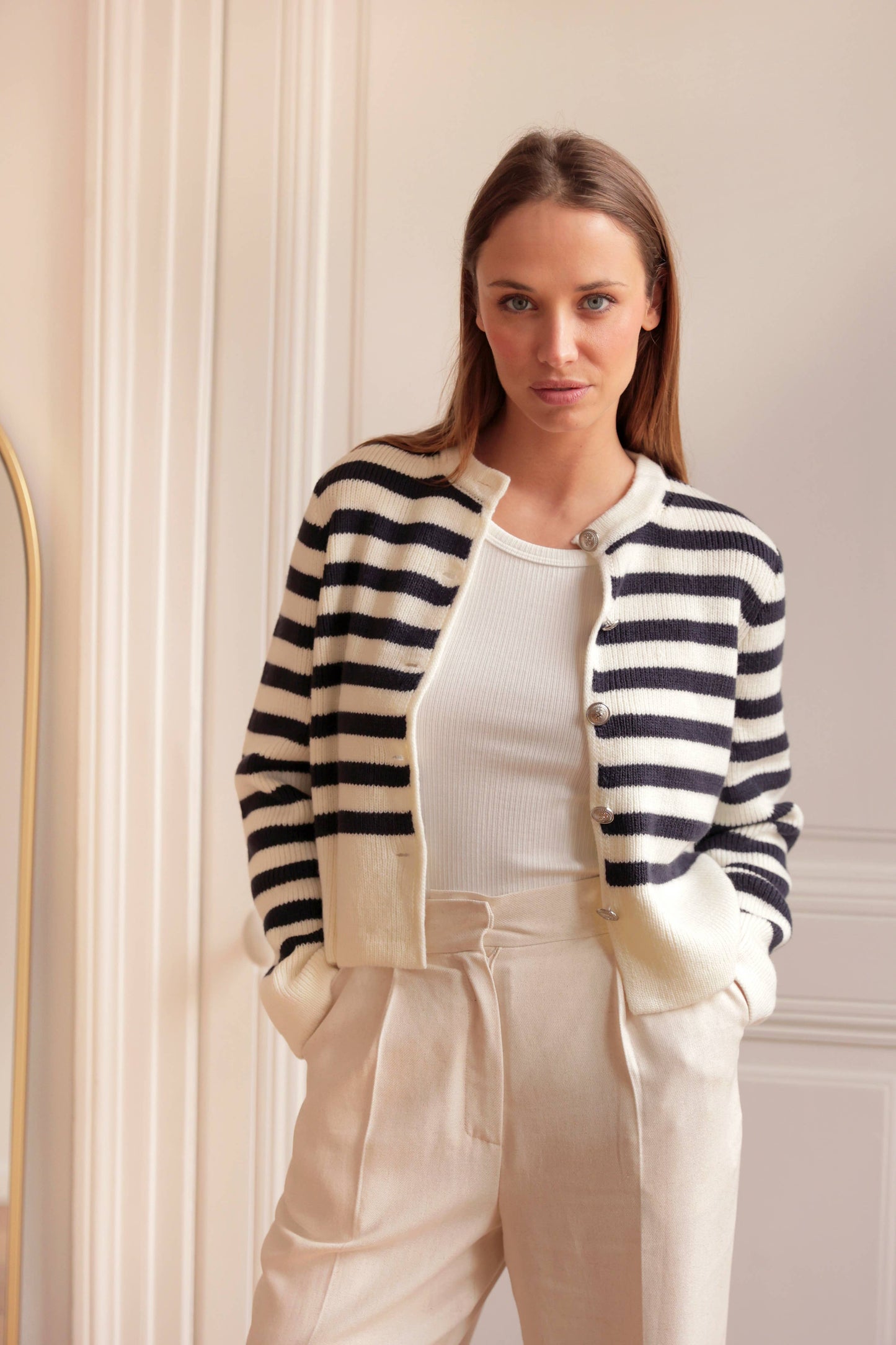 Cotton Sailor Stripe Cardigan Sweater