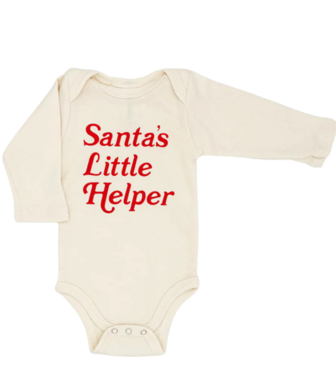 Cream "Santa's Little Helper" Organic Baby Bodysuit in Red