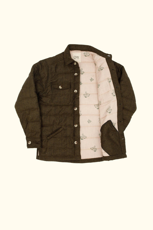 Mela wool puffer jacket in green