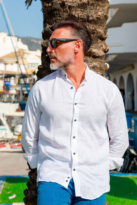 Mallorca White Linen Shirt