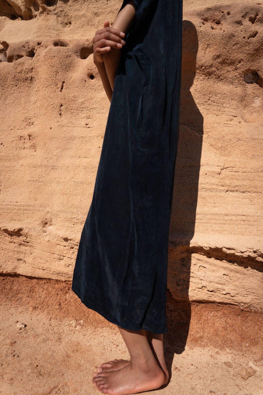 Soiree Silky Cupro Midi Dress - Midnight Blue