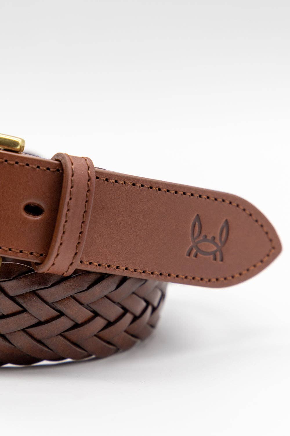 Brown Braided Leather Belt: 110