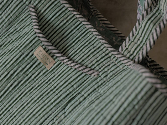 Acai Handblock Printed Reversible Cotton Quilted Tote Bag