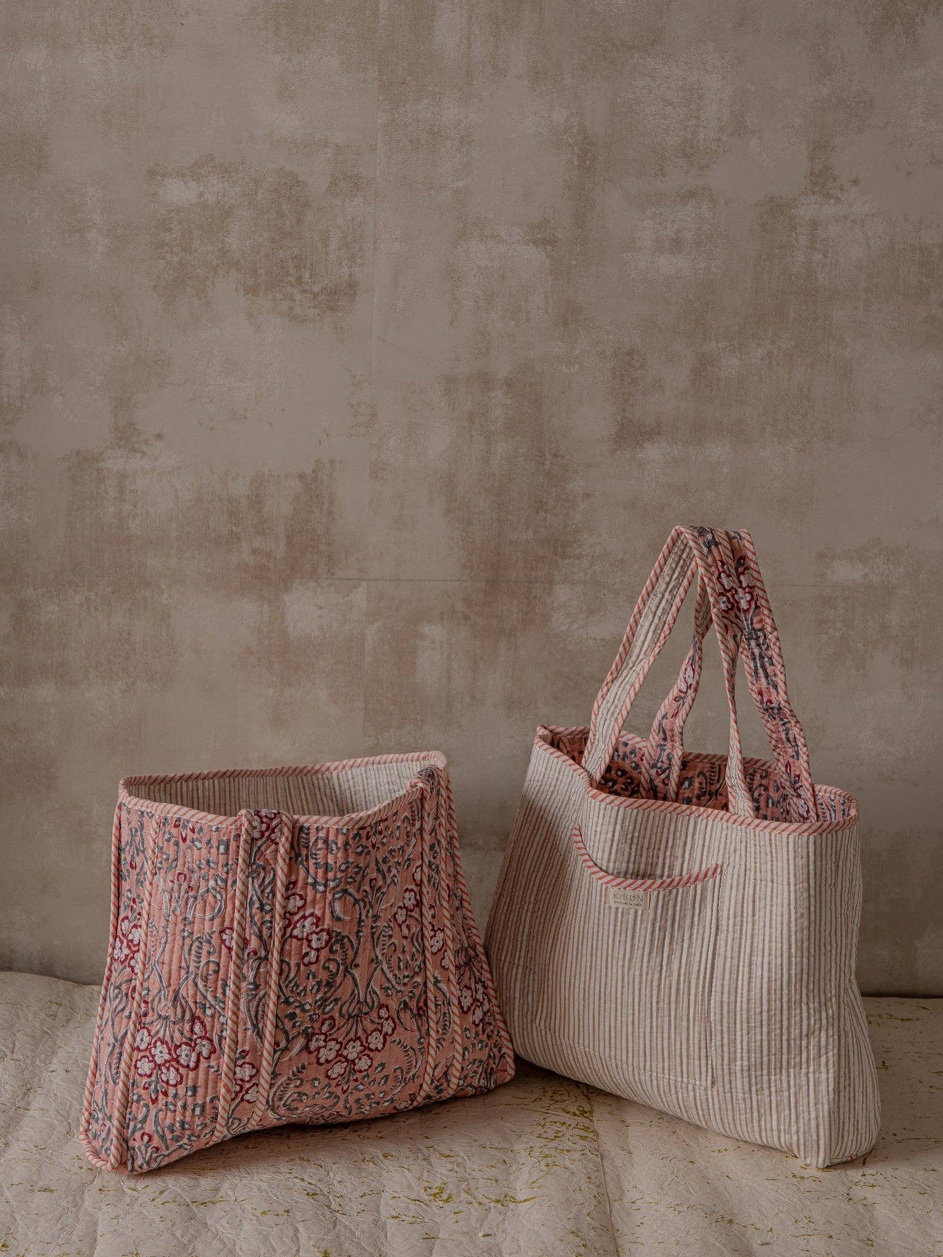 Pitaya Handblock Printed Reversible Cotton Quilted Tote Bag