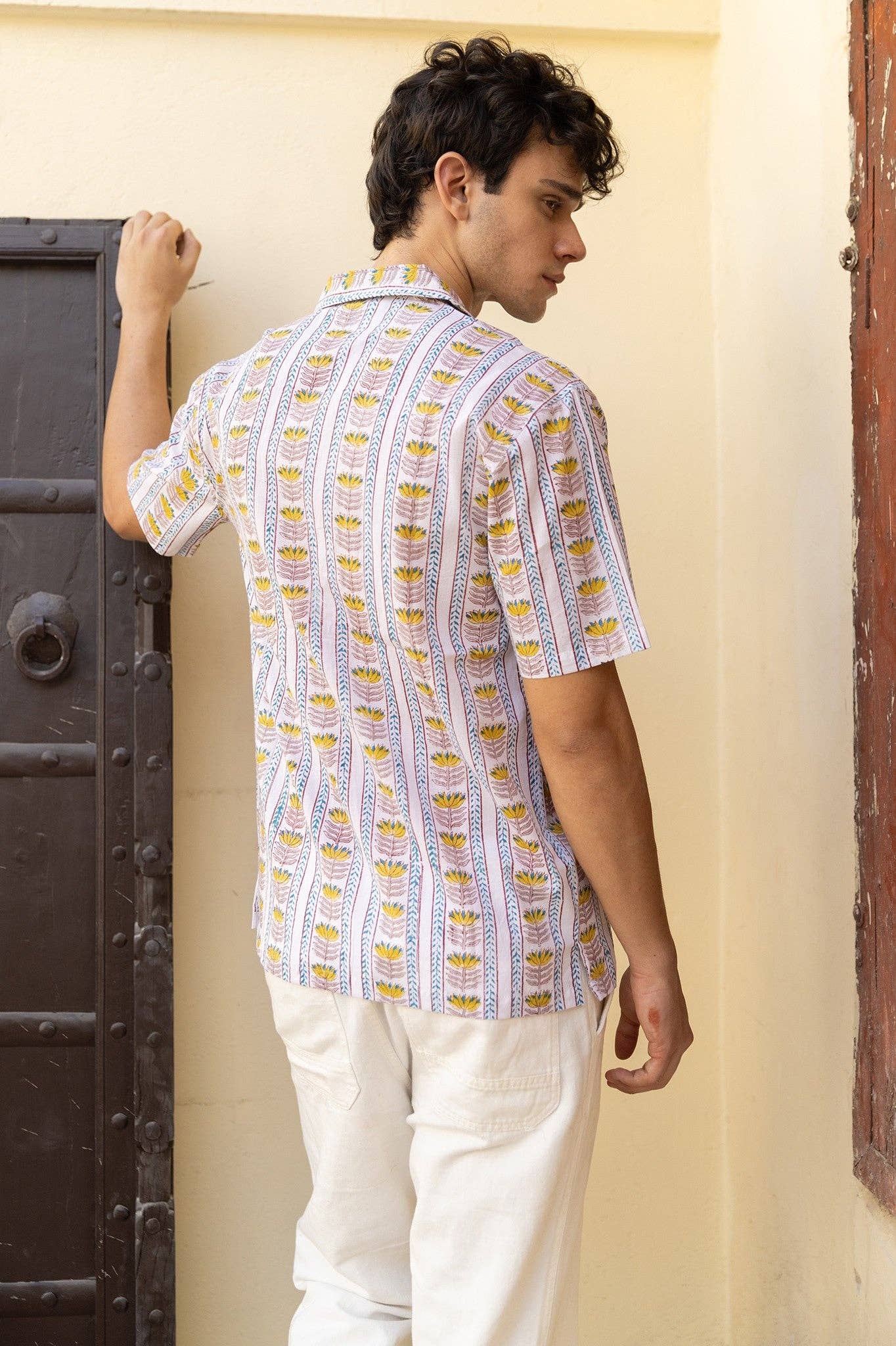 White Lotus Handblock Printed Cotton Shirt