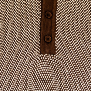 Cream and Brown Textured Knit Polo
