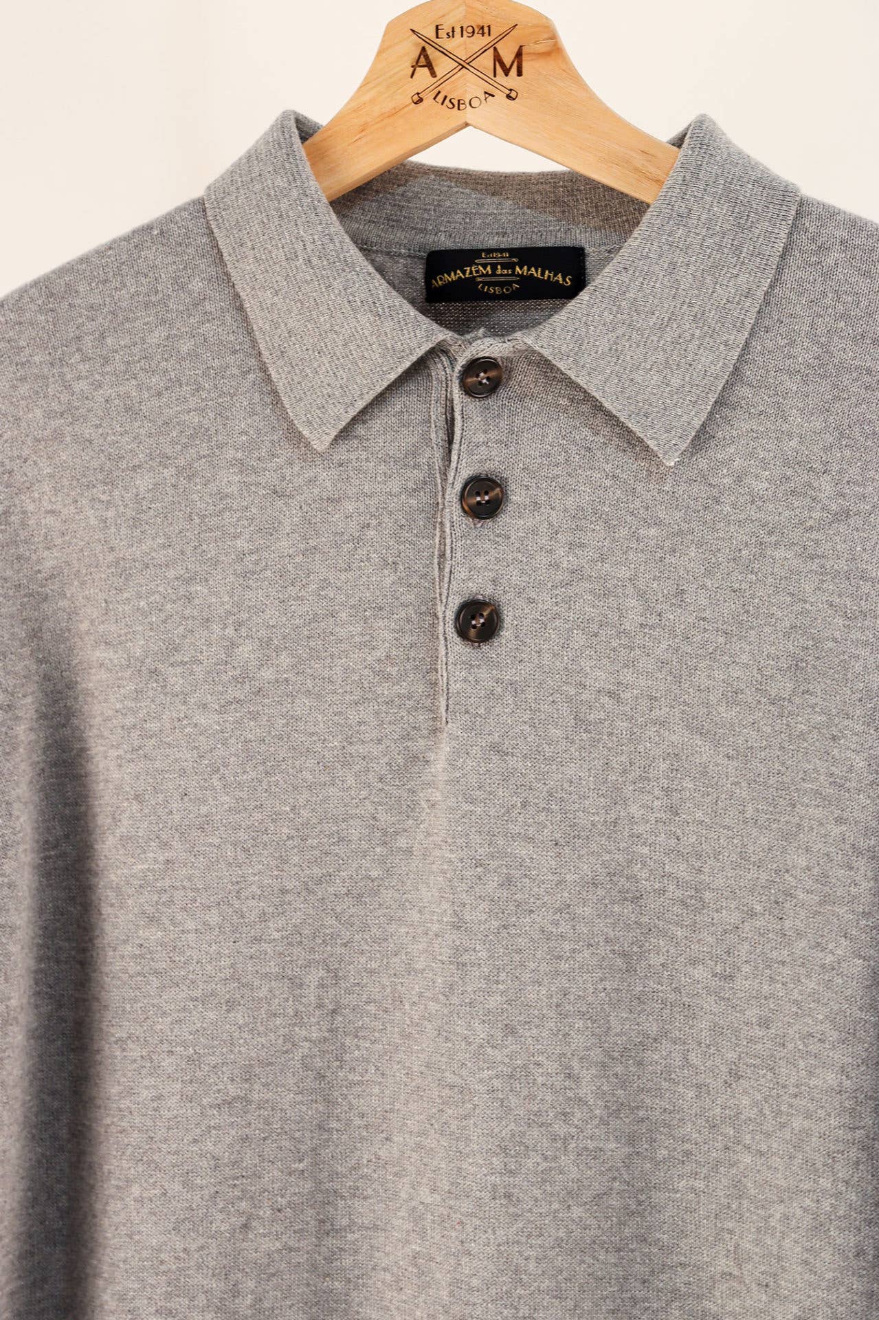 Cotton Polo Sweater - Grey