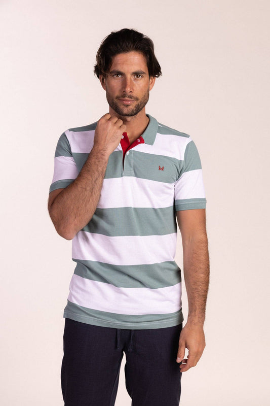 Teal Striped Polo | Monaco