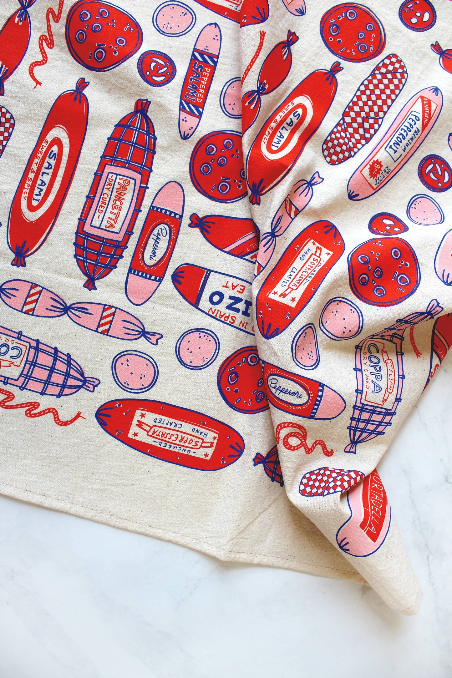 Meat Shop Screen Printed Tea Towel