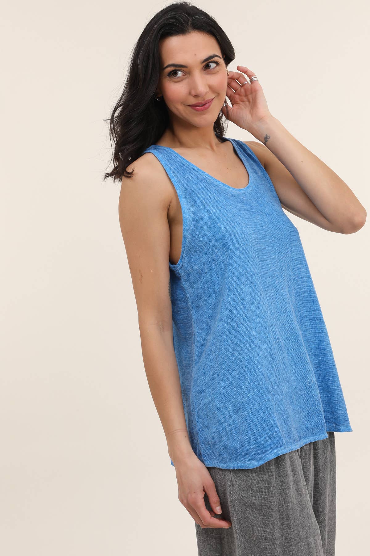 Tank top in 50% Cotton and 50% Linen
