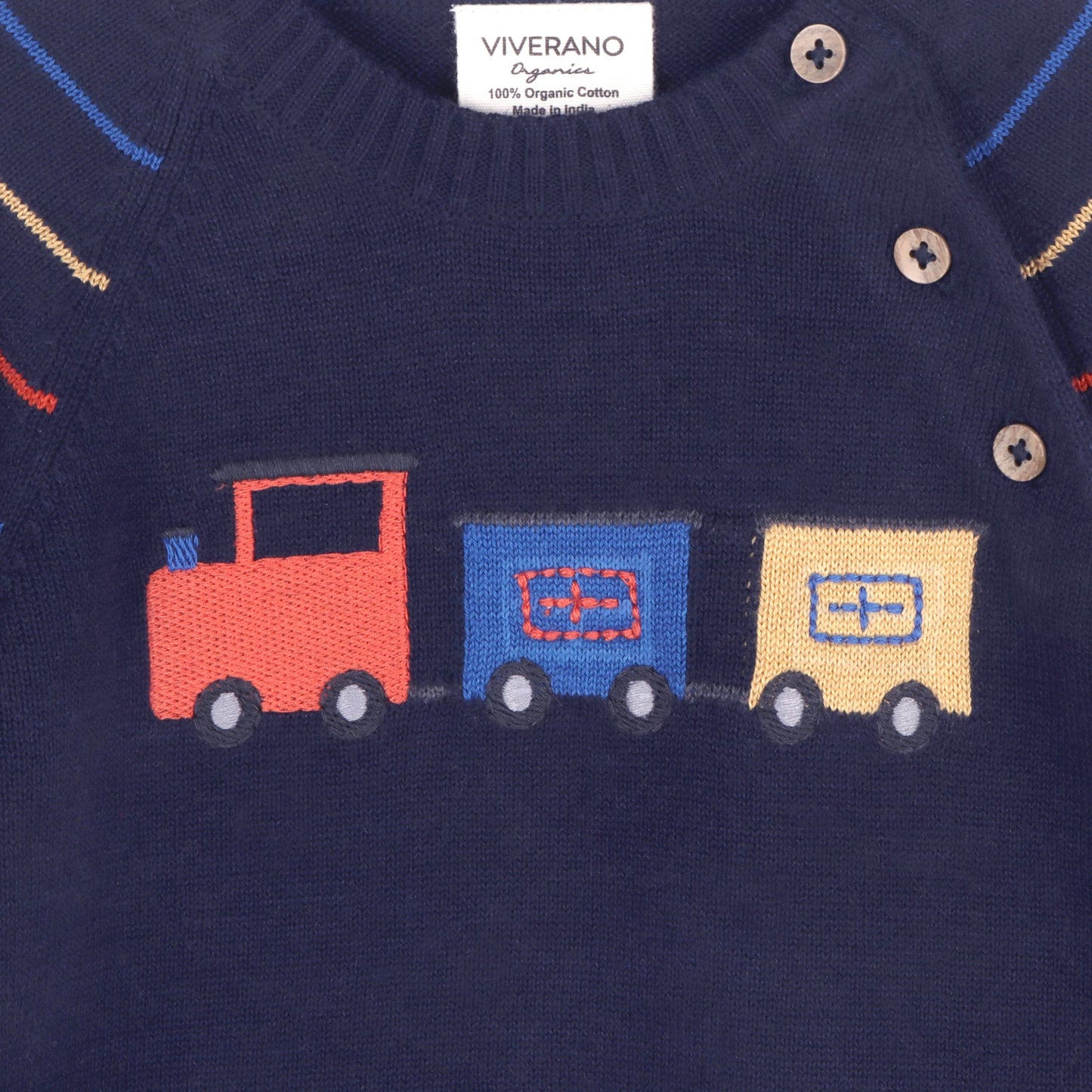 Train Jacquard Knit Baby Raglan Pullover Sweater (Organic)