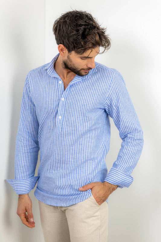 Linen Striped Blue T-shirt | Chipiona