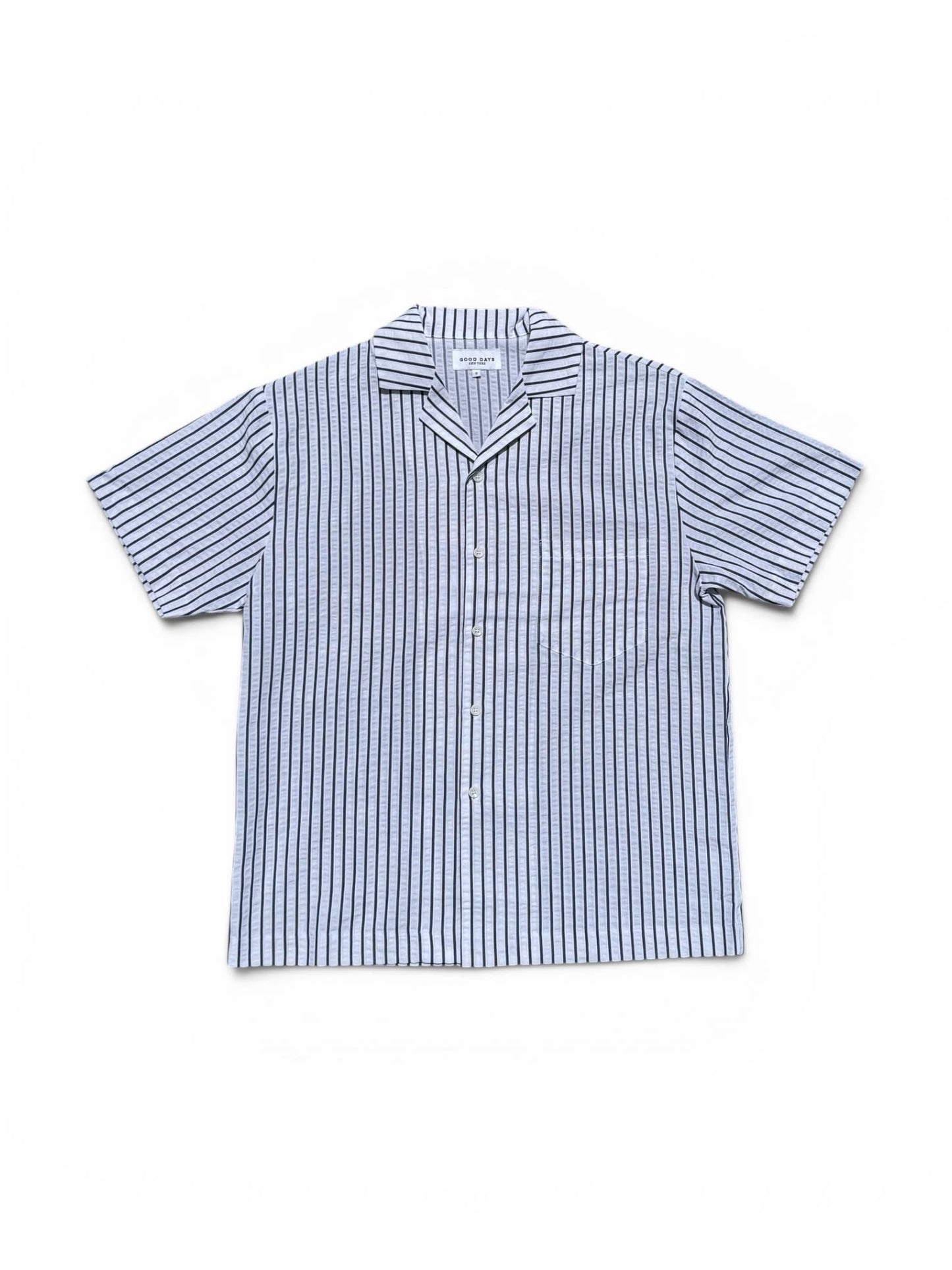 Sailor Seersucker Camp Shirt - Navy/White