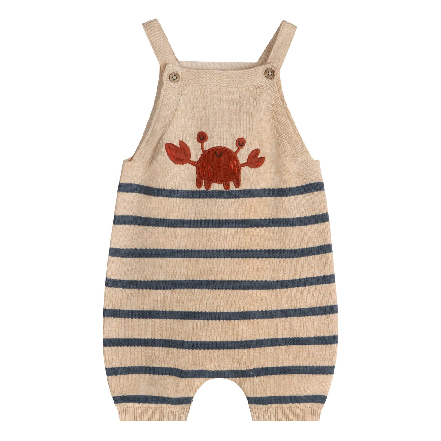 Crab Embroidered Knit Baby Romper Set (Organic Cotton)