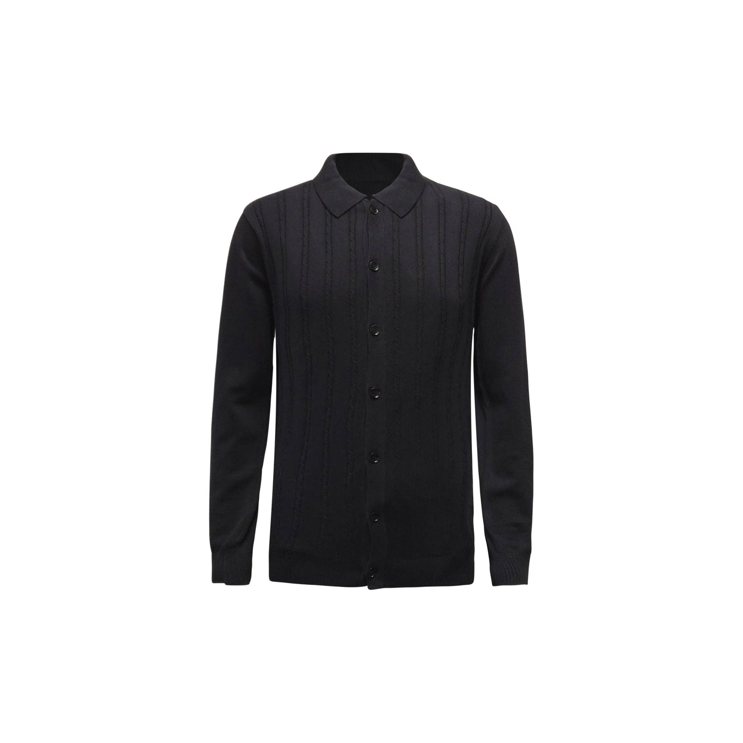 Long Sleeve Knitted Shirt - Black