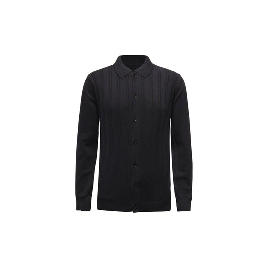 Long Sleeve Knitted Shirt - Black
