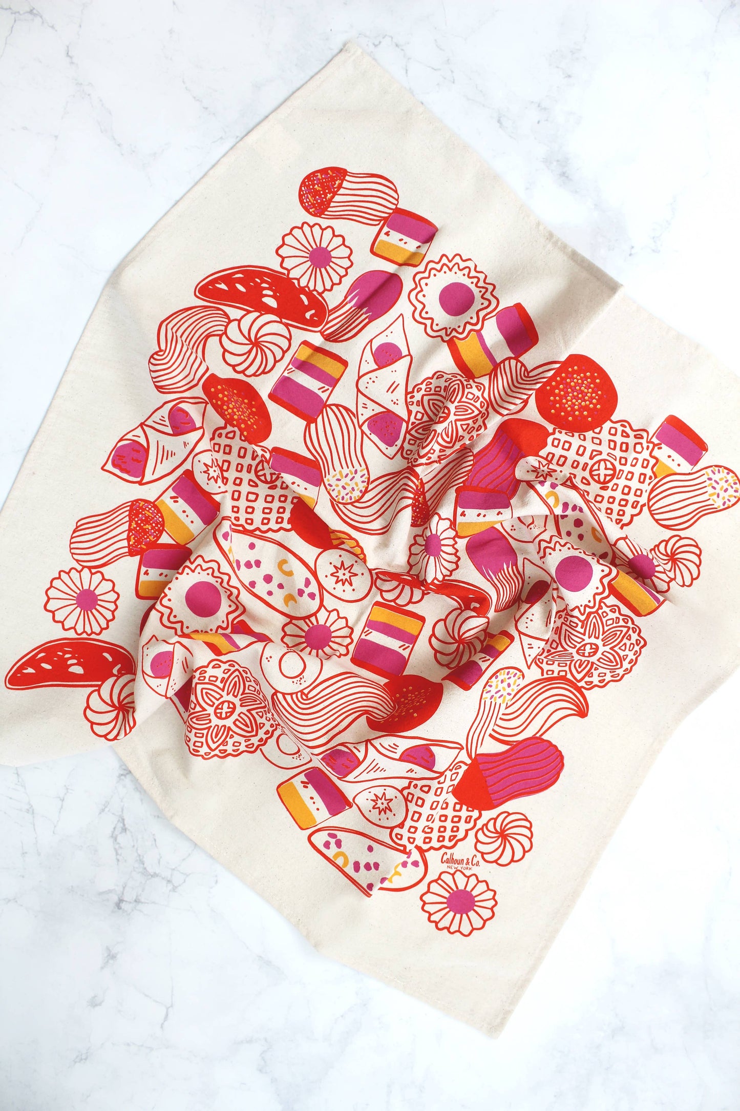 Italian Holiday Cookies Screen Printed Tea Towel 