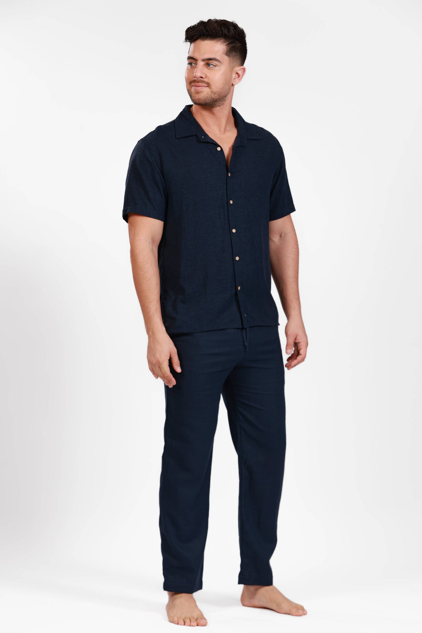 NAVY LINEN JOGGERS