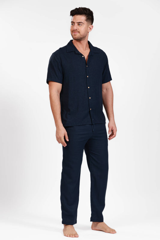 NAVY LINEN JOGGERS