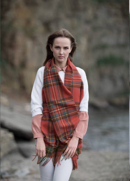 Antique Royal Stewart Blanket Scarf/Wrap - Merino Lambswool