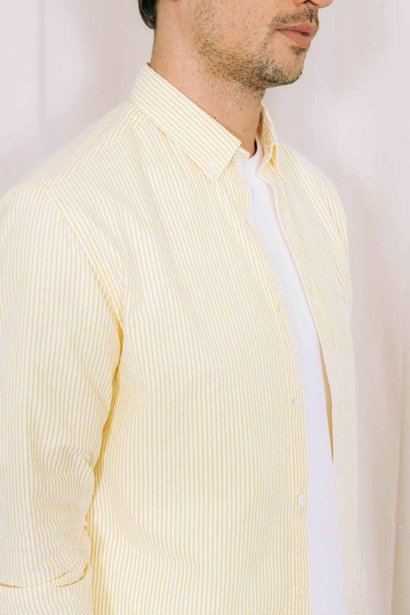 Yellow Striped Seersucker Shirt