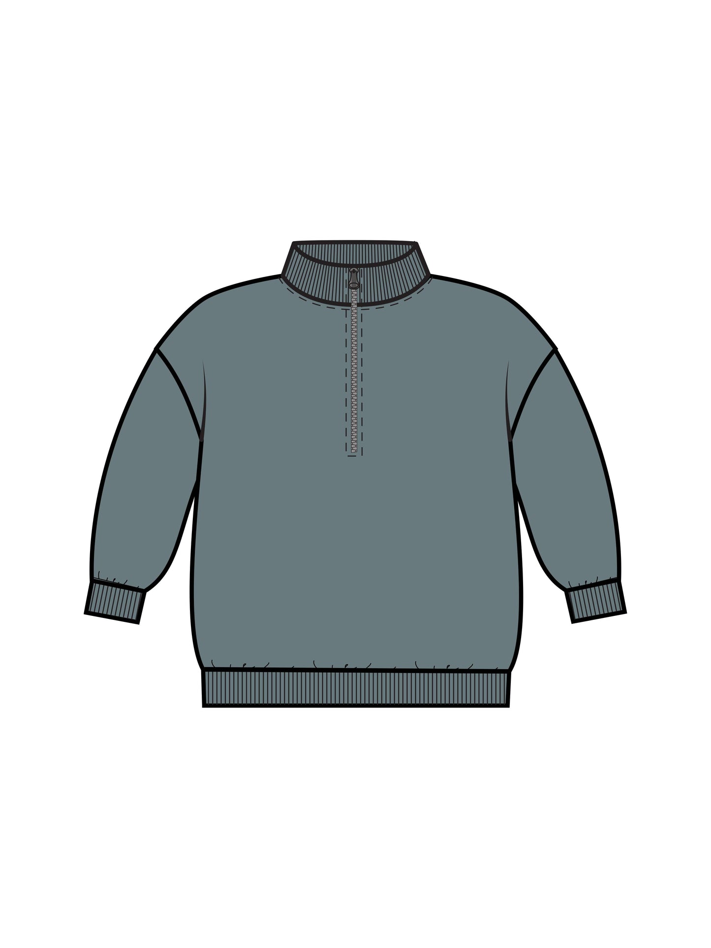 Mack Fleece Dropped Shoulder Half Zip Pullover - Teal