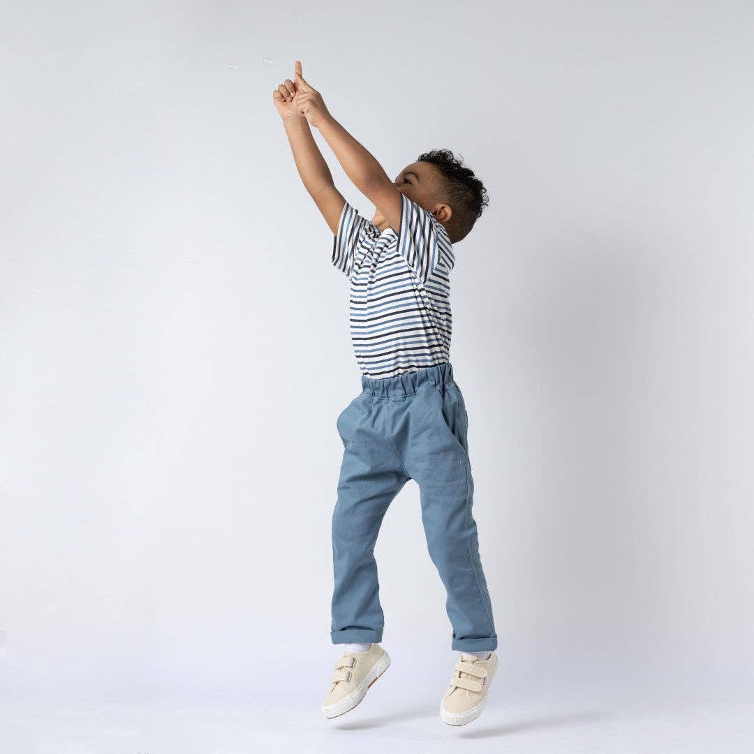 Kids Navy Blue Striped T-shirt
