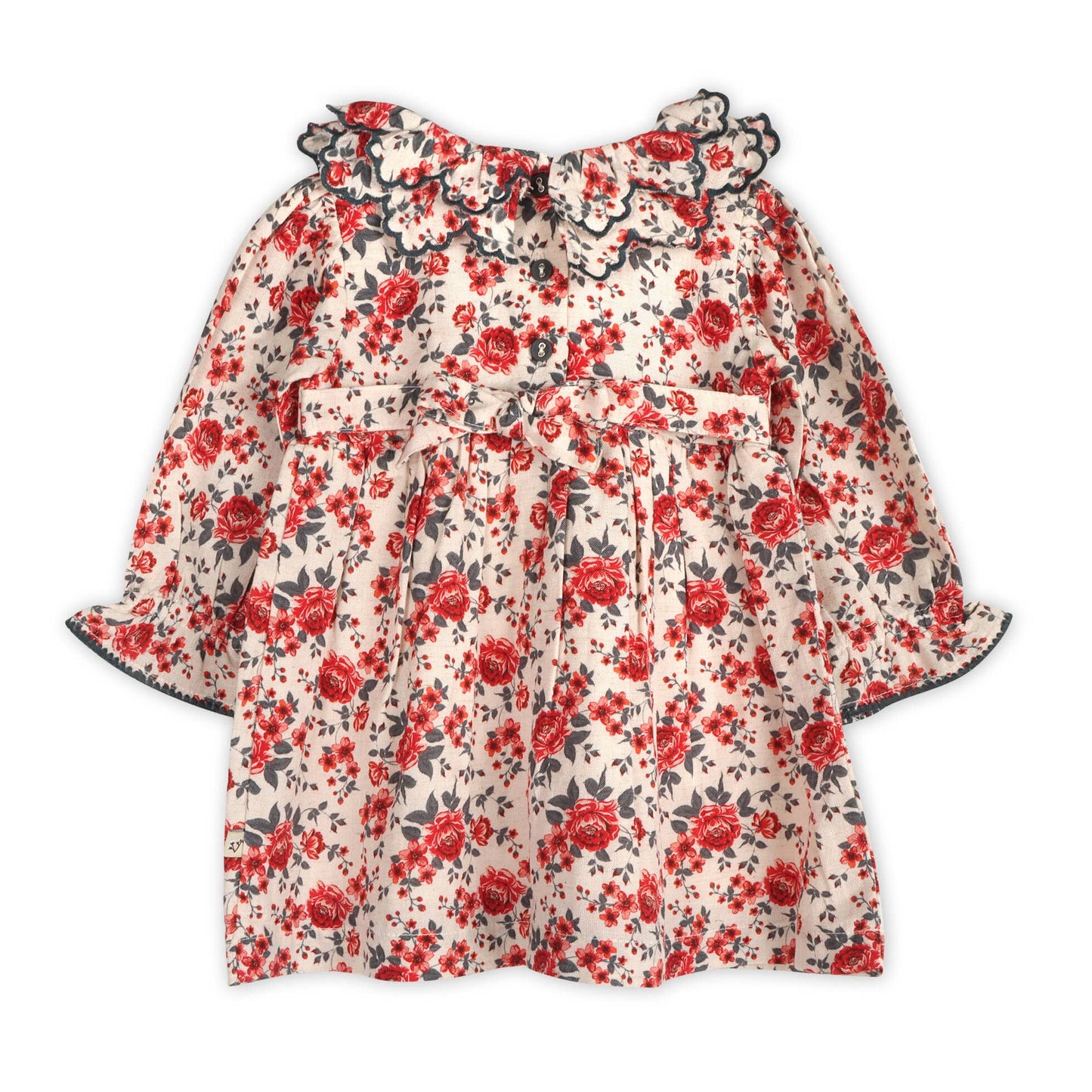 Amour Rose Floral Ruffle Baby Dress & Bloomer (Linen Blend)