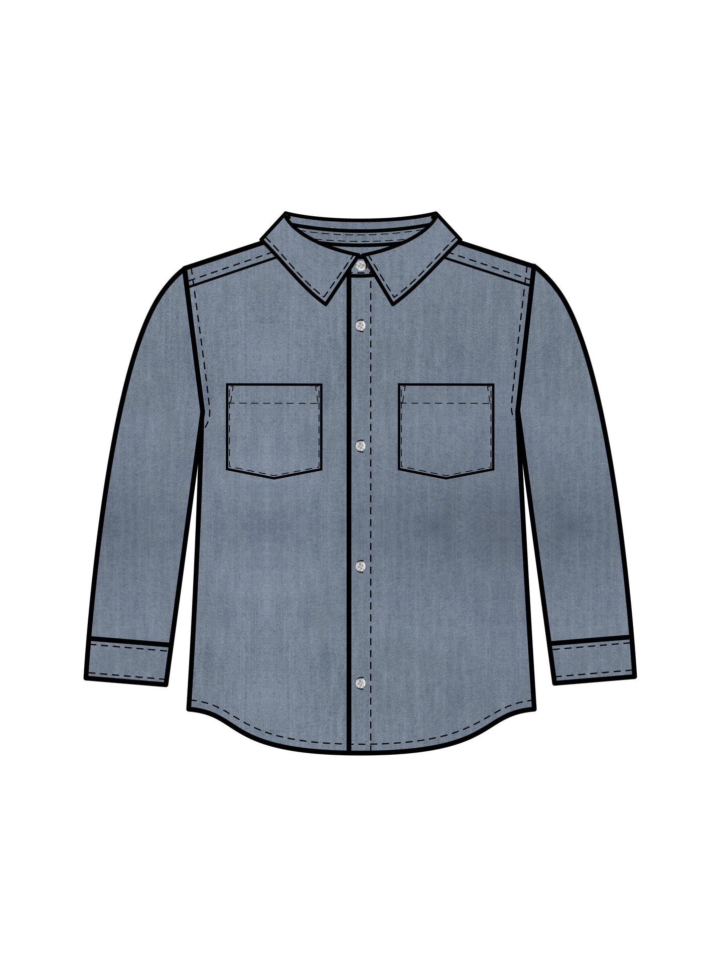 Hayes Chambray Long Sleeve Collared Shirt - Medium Chambray