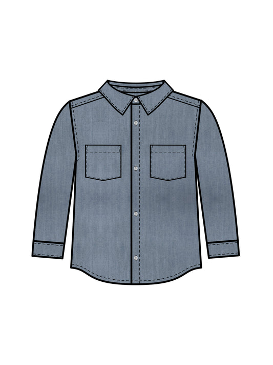 Hayes Chambray Long Sleeve Collared Shirt - Medium Chambray