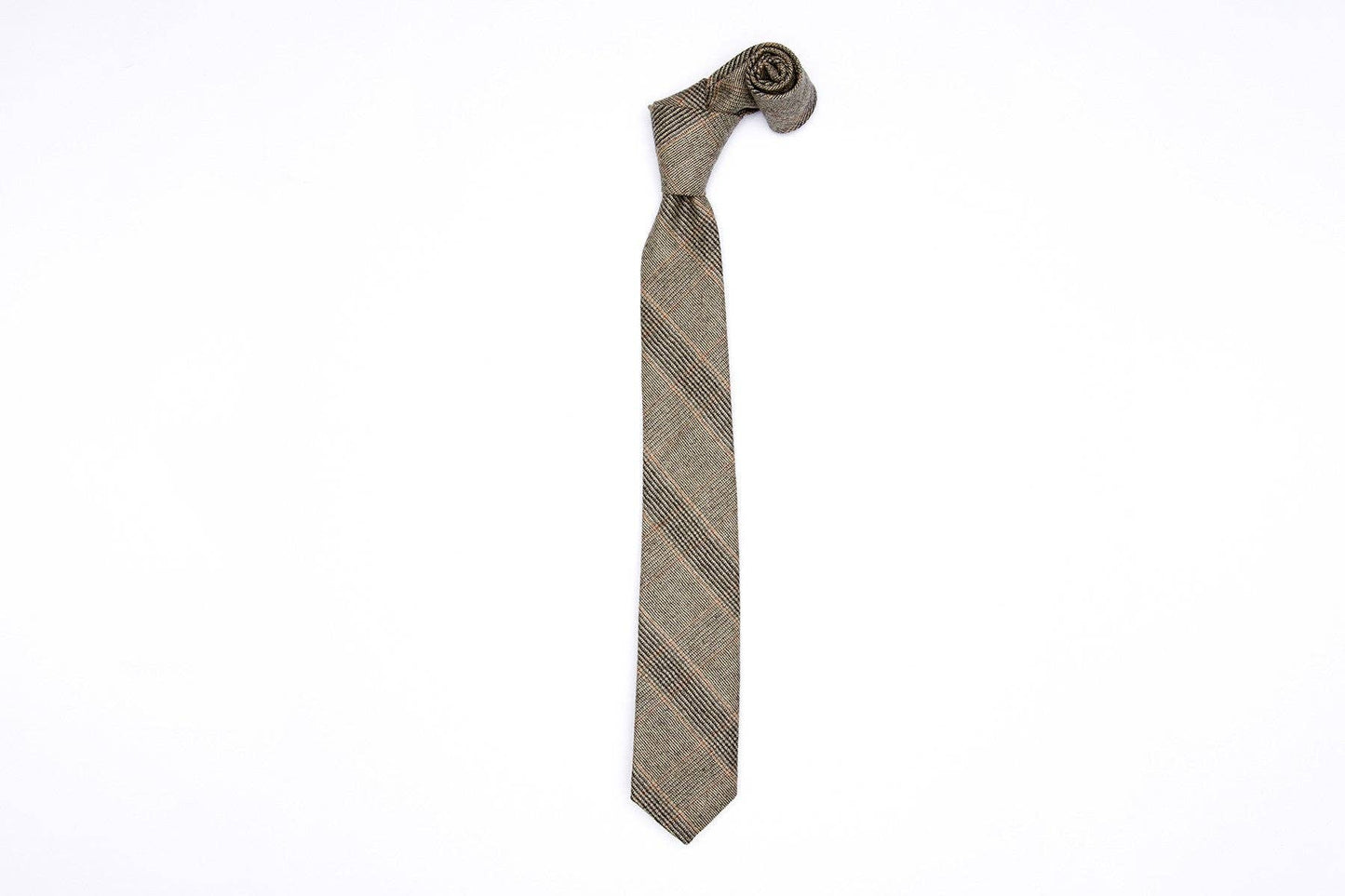 Pointed Necktie - Clay Rock Plaid