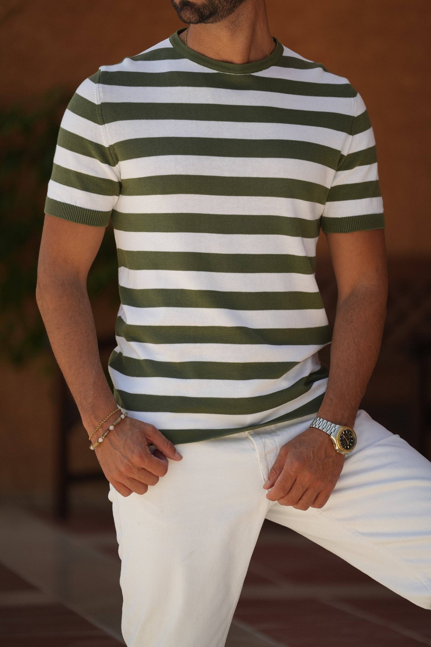 WHITE&KAKI RAYAS DONATO T-SHIRT