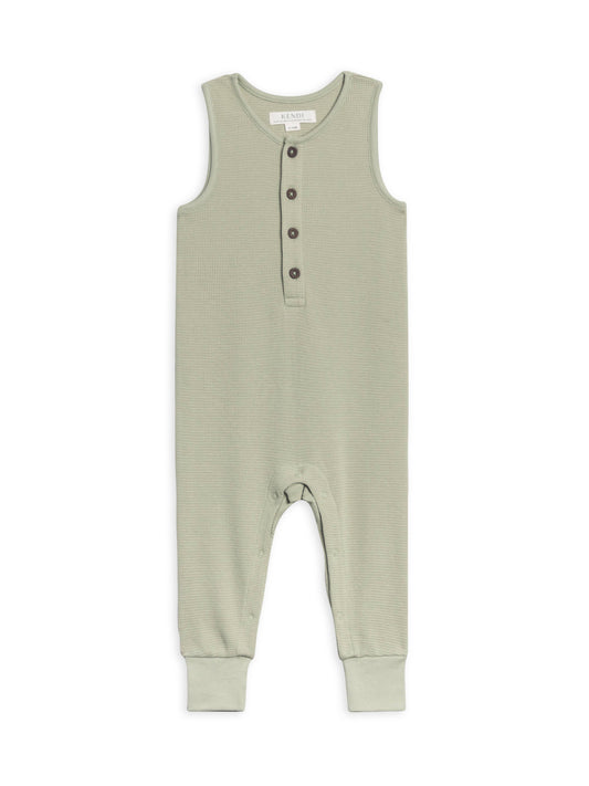Organic Baby Wade Waffle Henley Romper - Mint