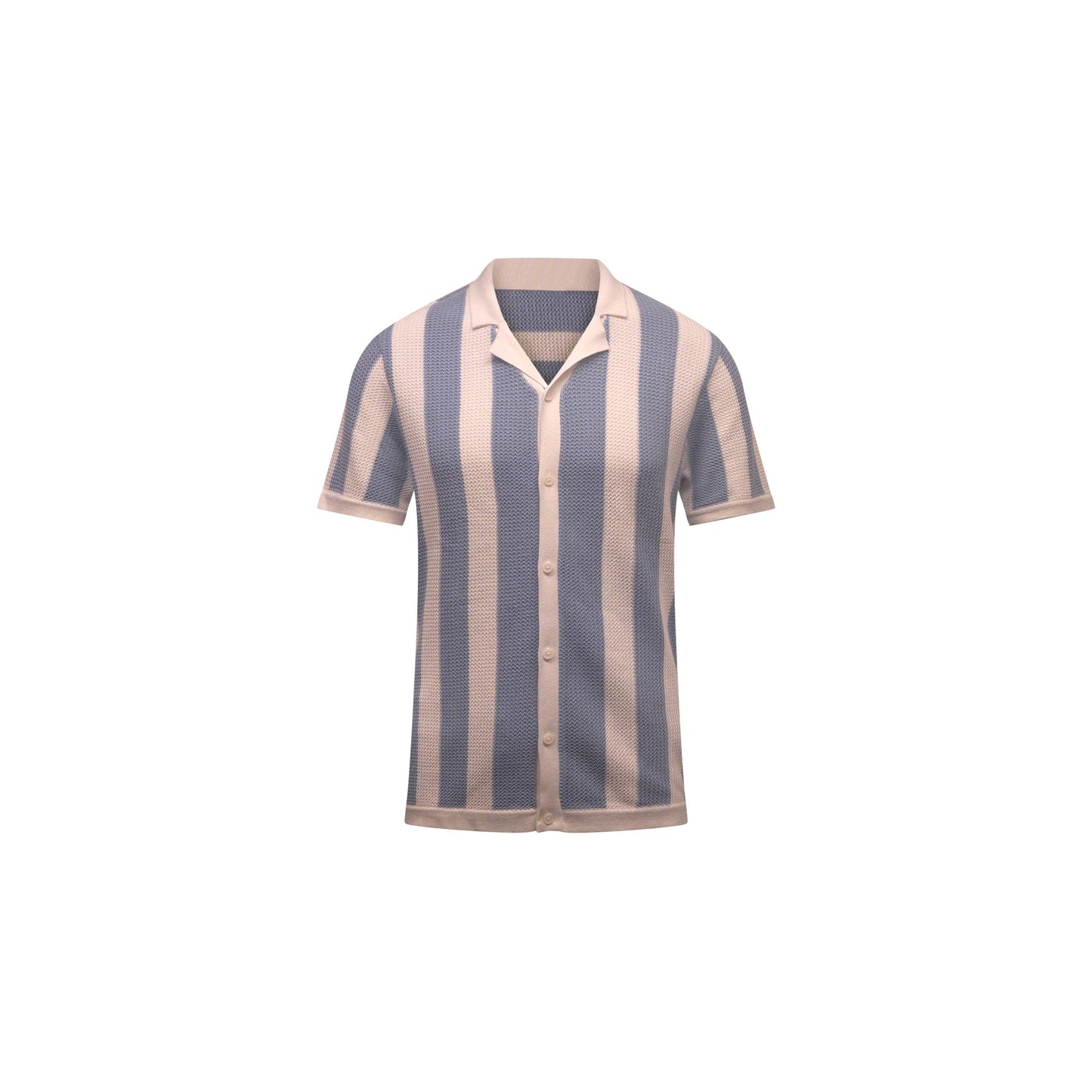 Blue & White Dual Striped Camp Shirt
