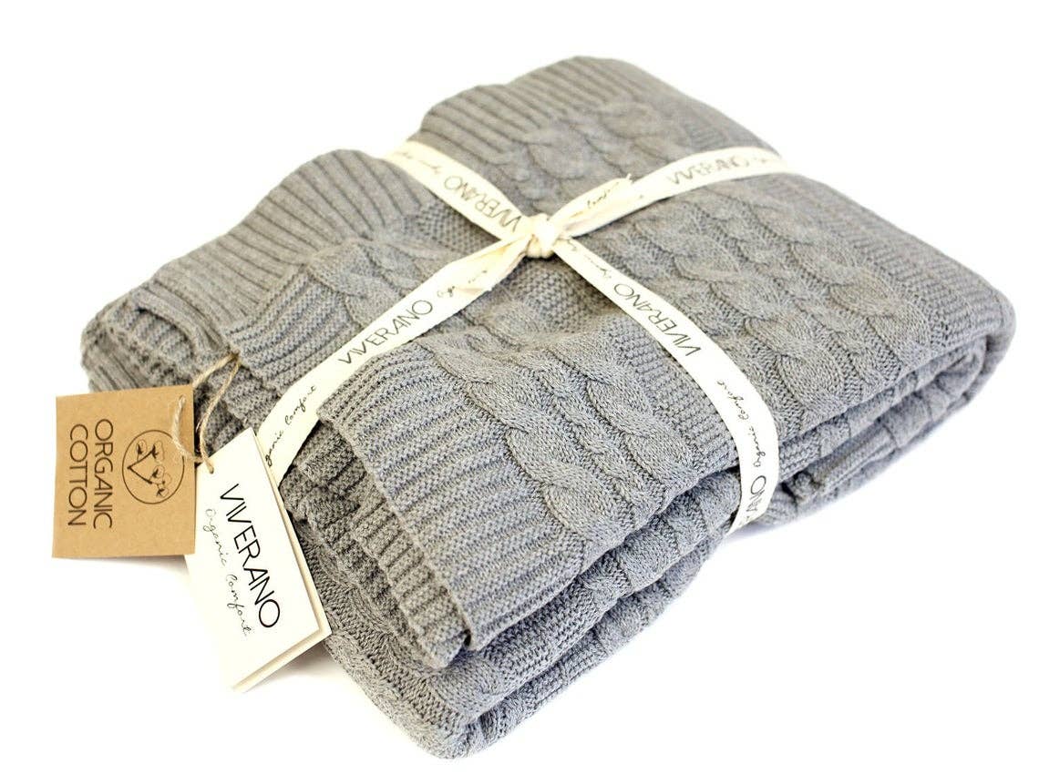 Cable Knit Home Throw Adult Blanket (100% Organic Cotton)