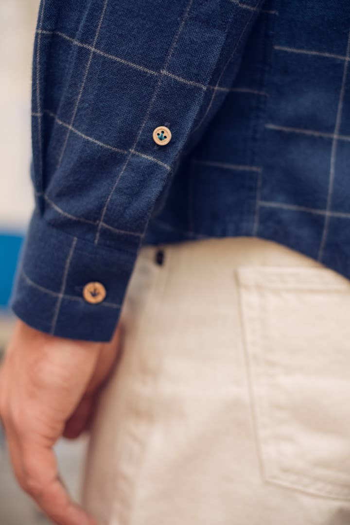 Navy Blue Window Plaid Overshirt