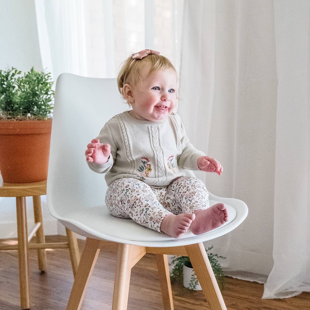 Floral Jersey Stretch Baby Legging Pants  (Organic Cotton)