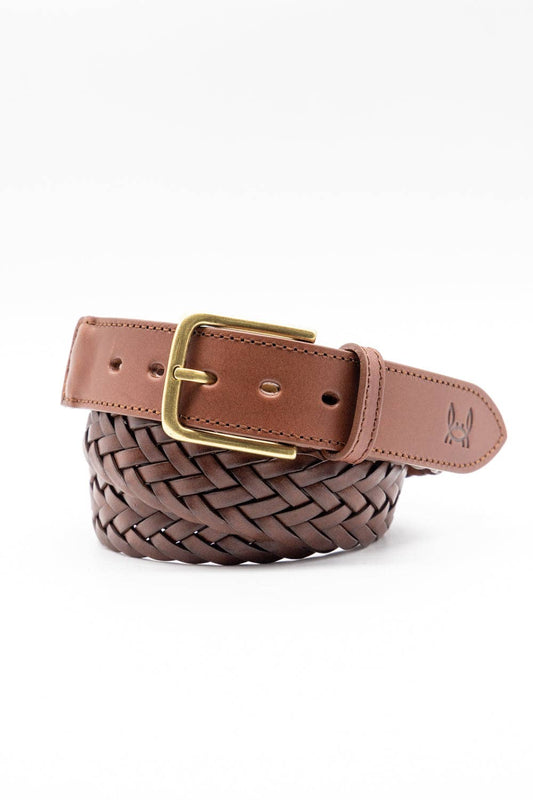 Brown Braided Leather Belt: 100