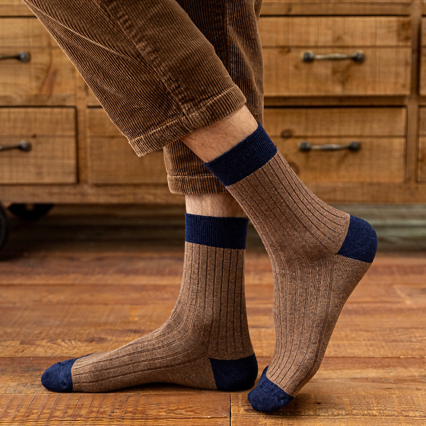Men's Color Block Rib Socks - Men's Pure Cotton Socks The Upcycled Sock