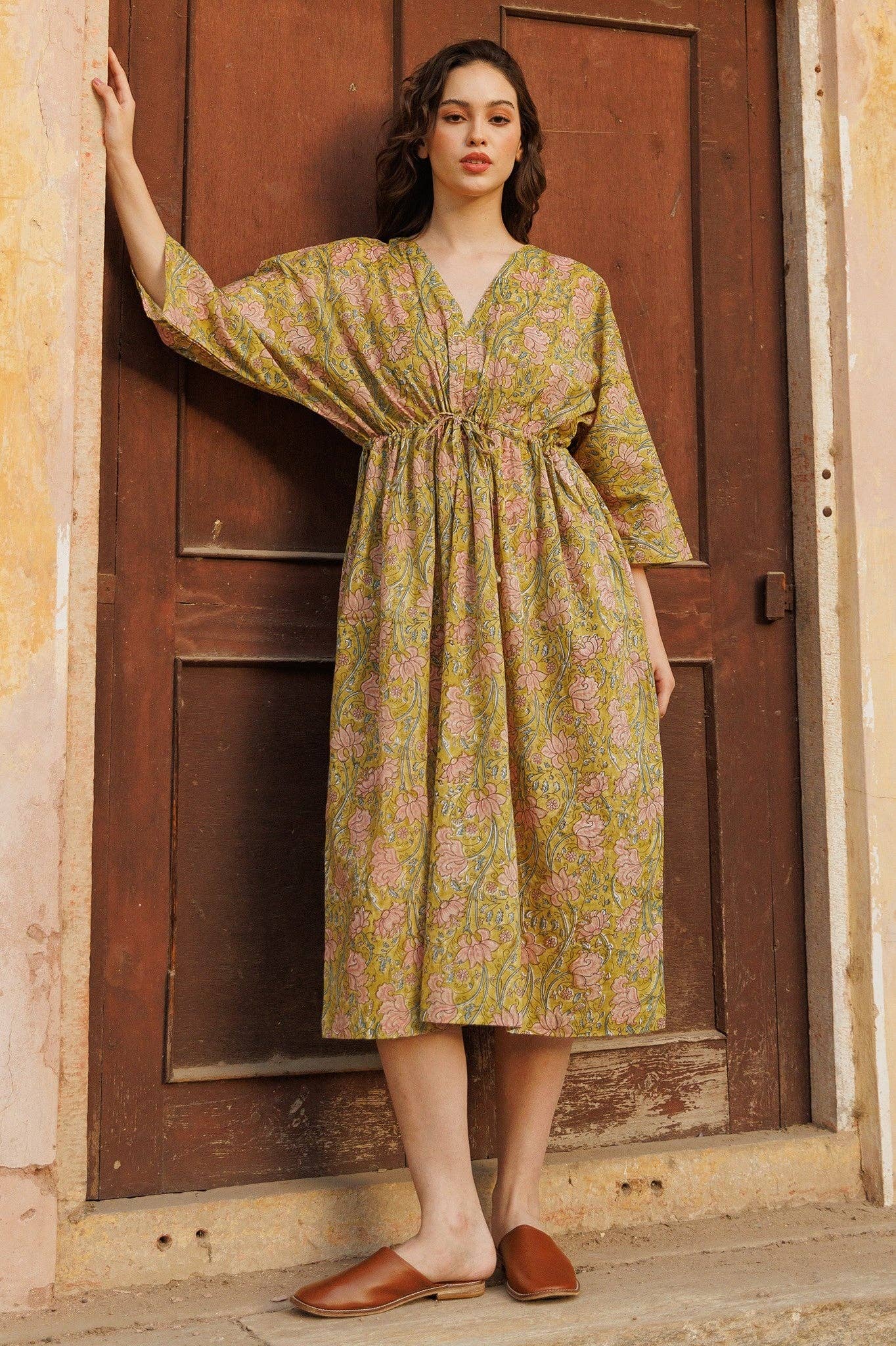 Kamal Handblock Printed Cotton Kaftan Dress
