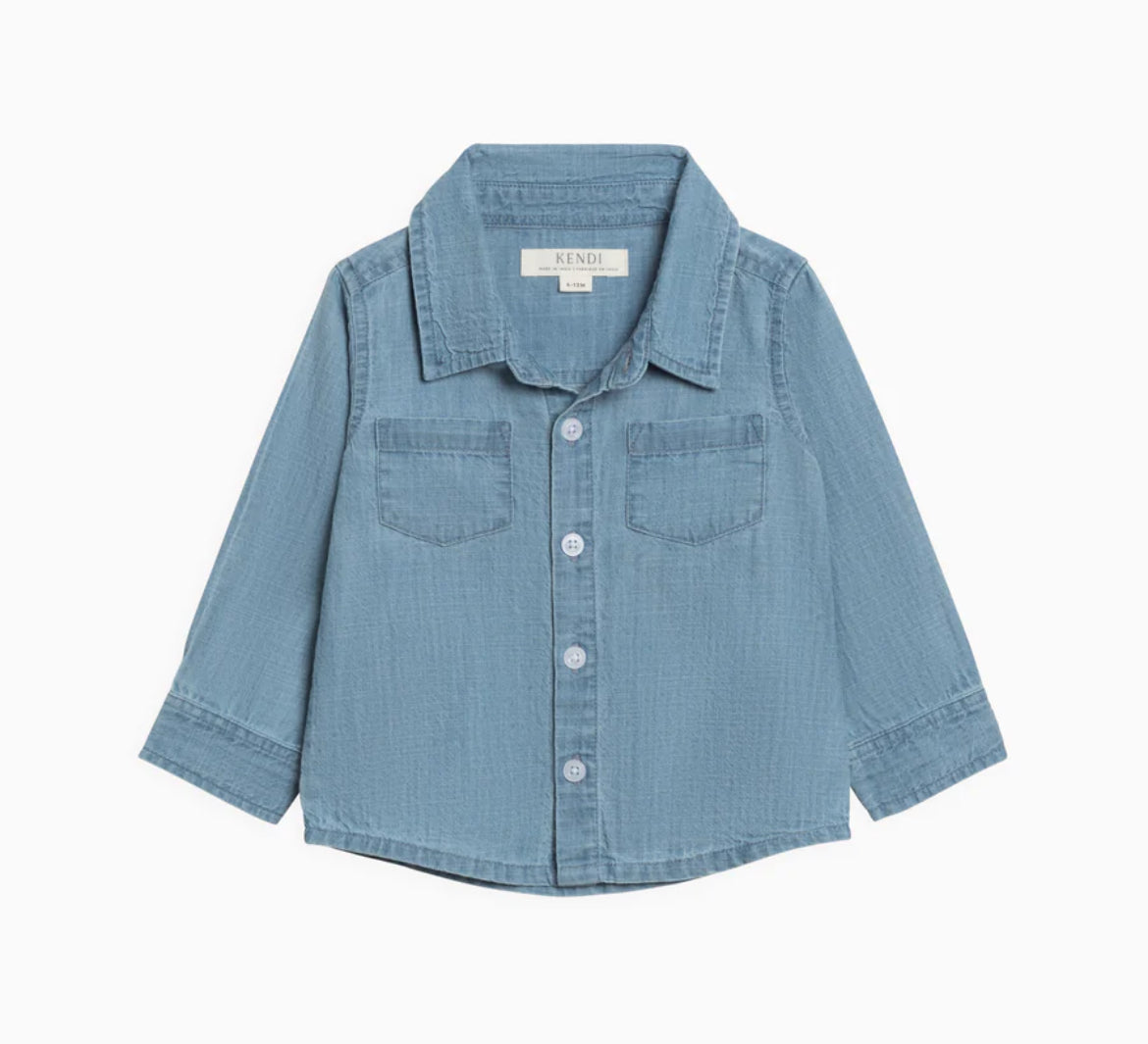 Hayes Chambray Long Sleeve Collared Shirt - Medium Chambray
