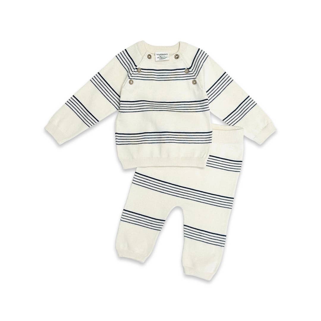 Stripe Sweater Knit Baby Pullover & Pants 2pc SET (Organic)