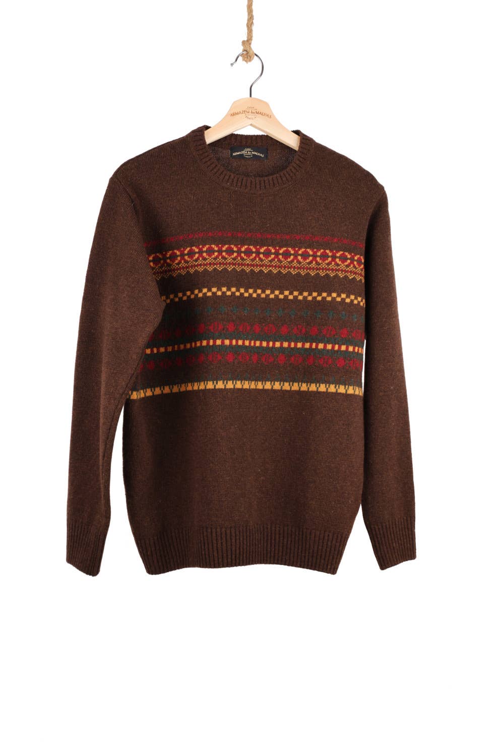Lambswool Jacquard Sweater Brown