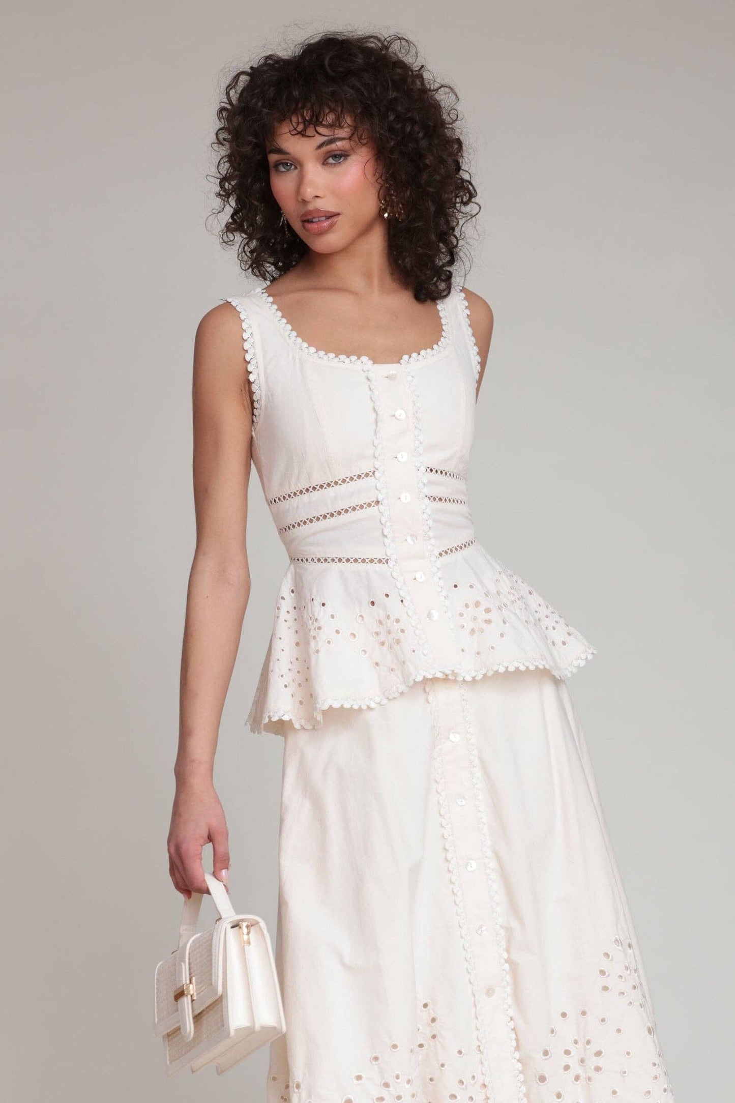 Cotton Embroidered Peplum Top